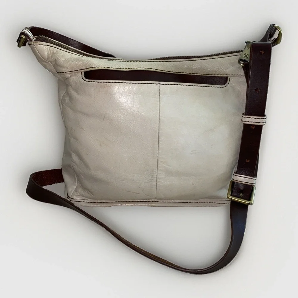HOBO Aviva Cream Leather Crossbody Bag Ivory Adjustable Shoulder Purse